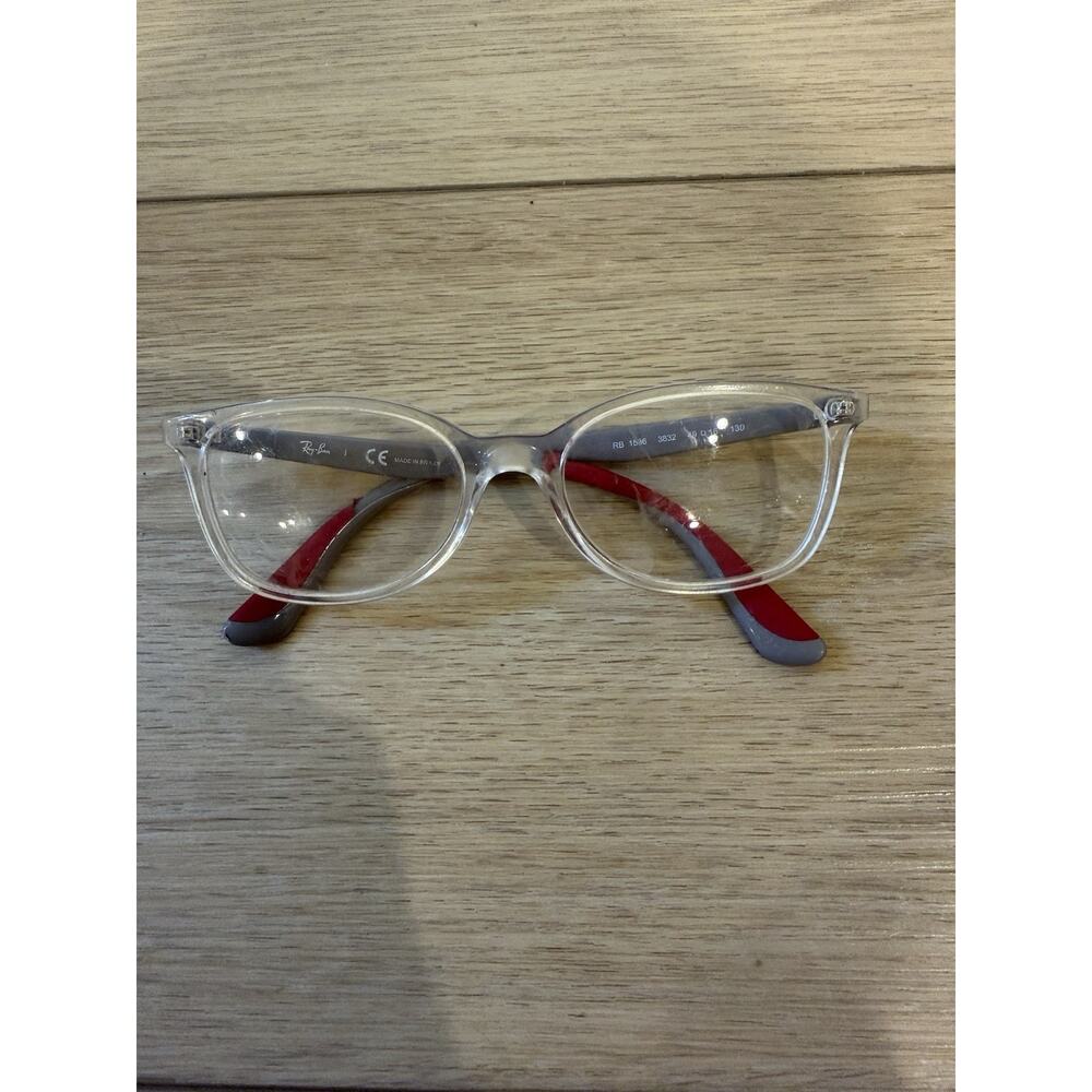 Ray Ban Jr RB1586 3832 Kids Girls Boys Clear Gray Red Oval Eyeglasses 49-16 130